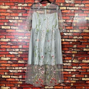 Large ShiLong Fashion Grey Floral Dress